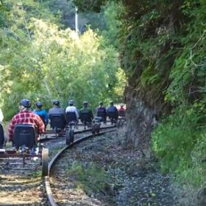 People can now pedal through the Redwood Forest thanks to electric railbike