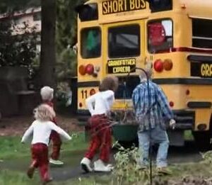 Grandfather buys school bus so he can take all 10 of his grandchildren to school every day