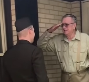 Soldier Makes 5-Hr Drive To Get Salute From Grandfather Who Couldn’t Attend Ceremony.