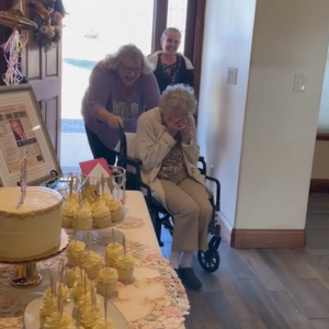 100-Yr-Old Birthday Girl Breaks Down At Surprise Party Waiting For Her.