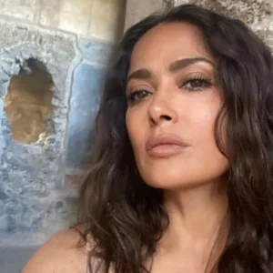 Salma Hayek, 57, leaves internet ‘broken’ as she goes braless in plunging lace dress