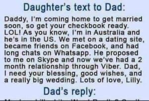 Daughter’s text to Dad Daughter’s text to Dad