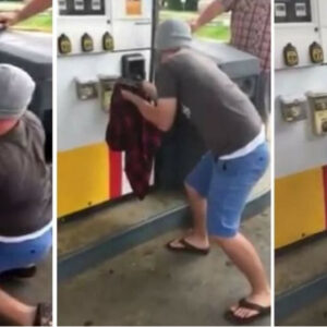 He bends over to grab the gas pump – but what comes out will make you scream He bends over to grab the gas pump – but what comes out will make you scream