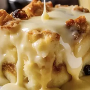 Old Fashioned Bread Pudding with Vanilla Sauce