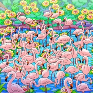 Find the girl hiding among those gorgeous flamingos!