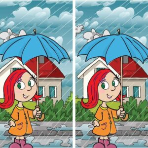 Search for the hidden variation in the painting titled “Girl in the Rain.”