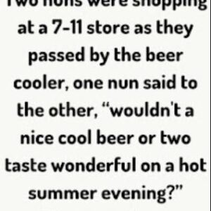 While shopping in a food store, two nuns happened to pass by the beer, wine, and liquor section.