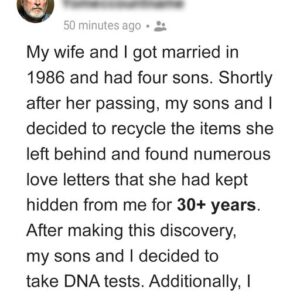 Man Finds Out His Late Wife Had Been Cheating on Him for over 30 Years, So Kids Take DNA Tests