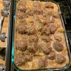 Baked Noodles with Swedish Meatballs Casserole