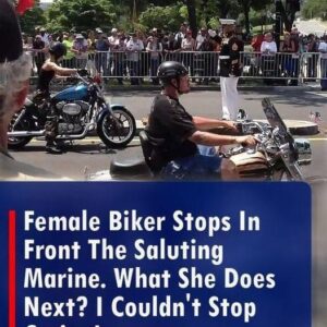 Female Biker Stops In Front The Saluting Marine. What She Does Next? I Couldn’t Stop Crying!