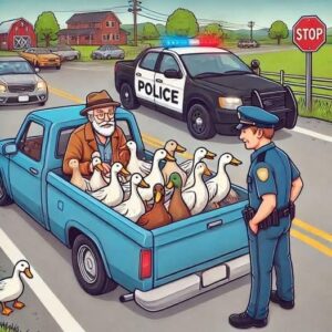 A policeman pulls over an old man driving a pickup truck A policeman pulls over an old man driving a pickup truck