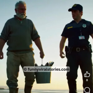 Video: An old fisherman is walking on a beach Video: An old fisherman is walking on a beach