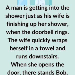 Video: A man is getting into the shower just as his wife is finishing up her shower