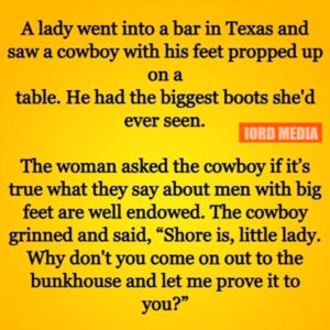 Video: A lady went into a bar in Texas and saw a cowboy with his feet propped up on a table