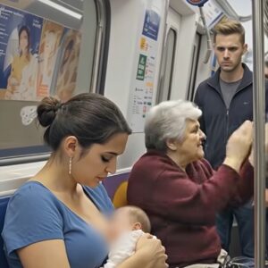 While a mother breastfed her baby in the subway, an older woman started yelling, until a young man stepped forward and surprised everyone