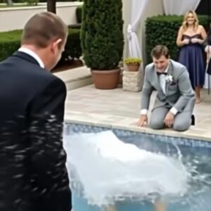 On our wedding day, my husband pushed me into the pool, and my father’s response surprised everyone On our wedding day, my husband pushed me into the pool, and my father’s response surprised everyone