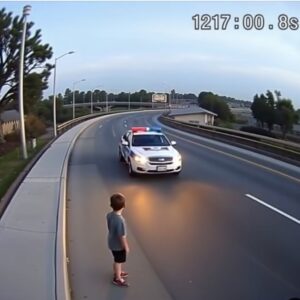 An officer noticed a toddler, no older than three, wandering by himself near the roadside