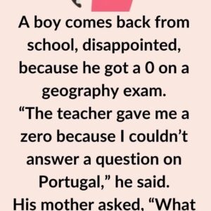 A boy comes back from school