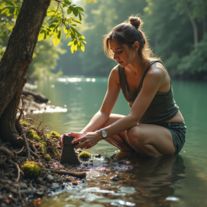 Video: A woman was gathering firewood along the edge of a river