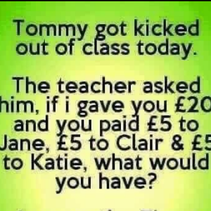 Tommy got kicked out of class today.