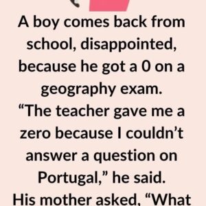 A boy comes back from school