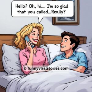 A woman is in bed with her lover