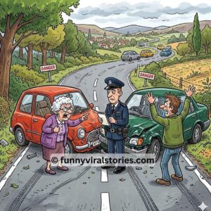 A police officer was investigating a collision