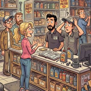 A blonde goes to a auto parts store