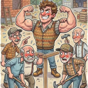 A Strong Young Man At A Construction Site.