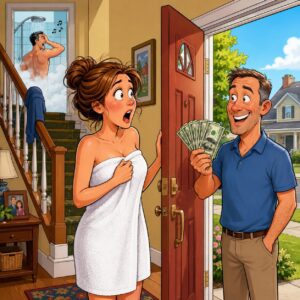 A man is getting into the shower