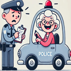 An elderly woman named Margaret was pulled over by a police officer for speeding.