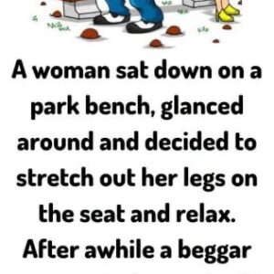 A woman sat down on a park bench