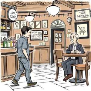 A guy walks into a bar, looks around, and notices an older man