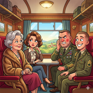 Four strangers found themselves traveling together.
