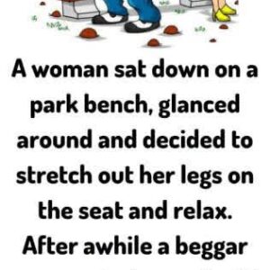 A woman sat down on a park bench