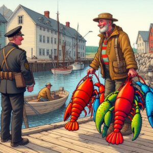 A fisherman was strolling up the dock