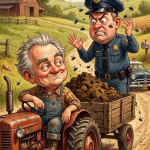 An old farmer was hauling a load of manure