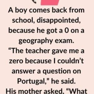 A boy comes back from school