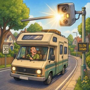 A man was driving his motor caravan when he saw the flash of a traffic camera.